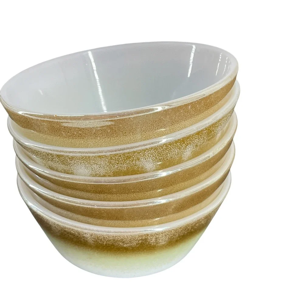 Vtg Federal Glass Mesa Moss Milk Glass Cereal Soup Bowls 5